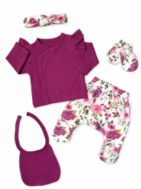 Ensemble Naissance Bébé Fille 5 Pièces Floral