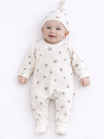 Pyjama Côtelé & Bonnet Imprimé Floral