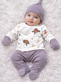 Ensemble Naissance Bébé 5 Pièces Motif Tortue – Gris Doux