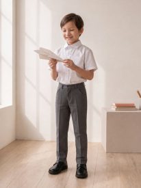 Slim Fit Boys' School Trousers – 100% Organic Cotton