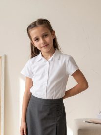 Girls' Revere Collar Short Sleeve School Blouse – 100% Organic Cotton