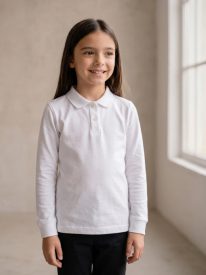 Long Sleeve School Polo Shirt – 100% Organic Cotton