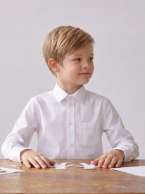 Slim Fit Unisex Long Sleeve School Shirt – 100% Organic Cotton