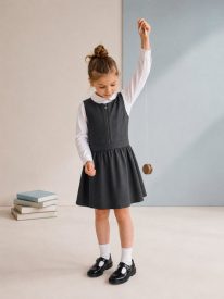Zip Front School Pinafore – 100% Organic Cotton